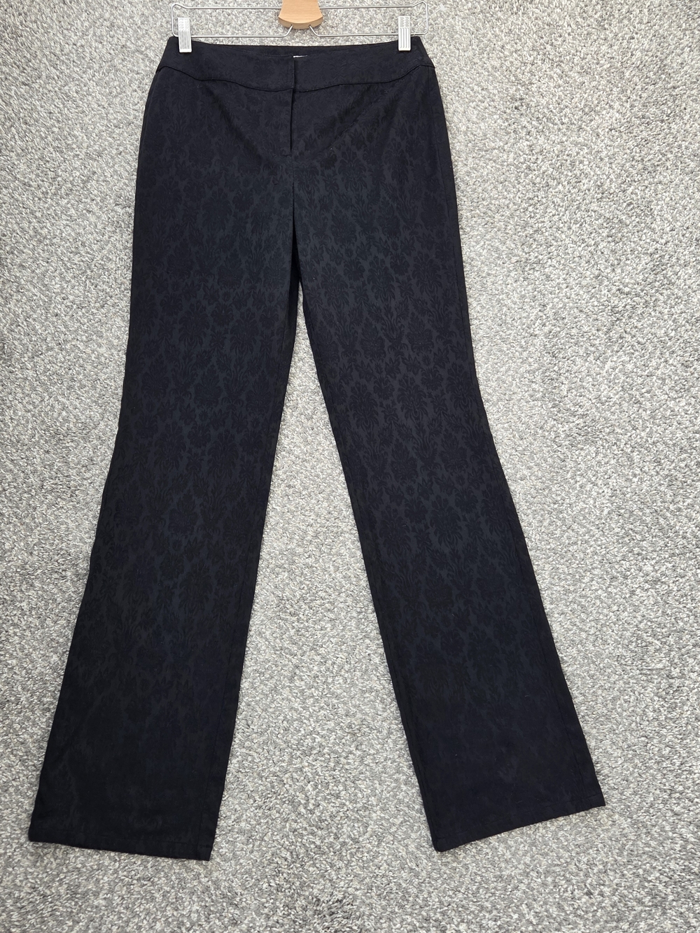 Susan Bristol Black Jacquard Boot-Cut Pants